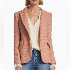 L'Agence Chamberlain Metallic Tweed Jacket Dusty Rose NWOT